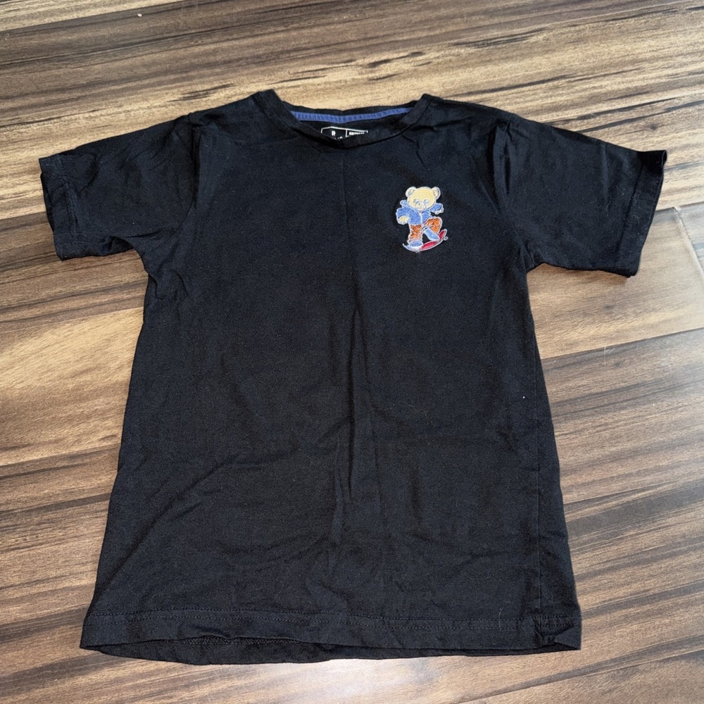 Public Record Youth Boys Graphic Print with Embroidered Skater Bear Size M 10-12